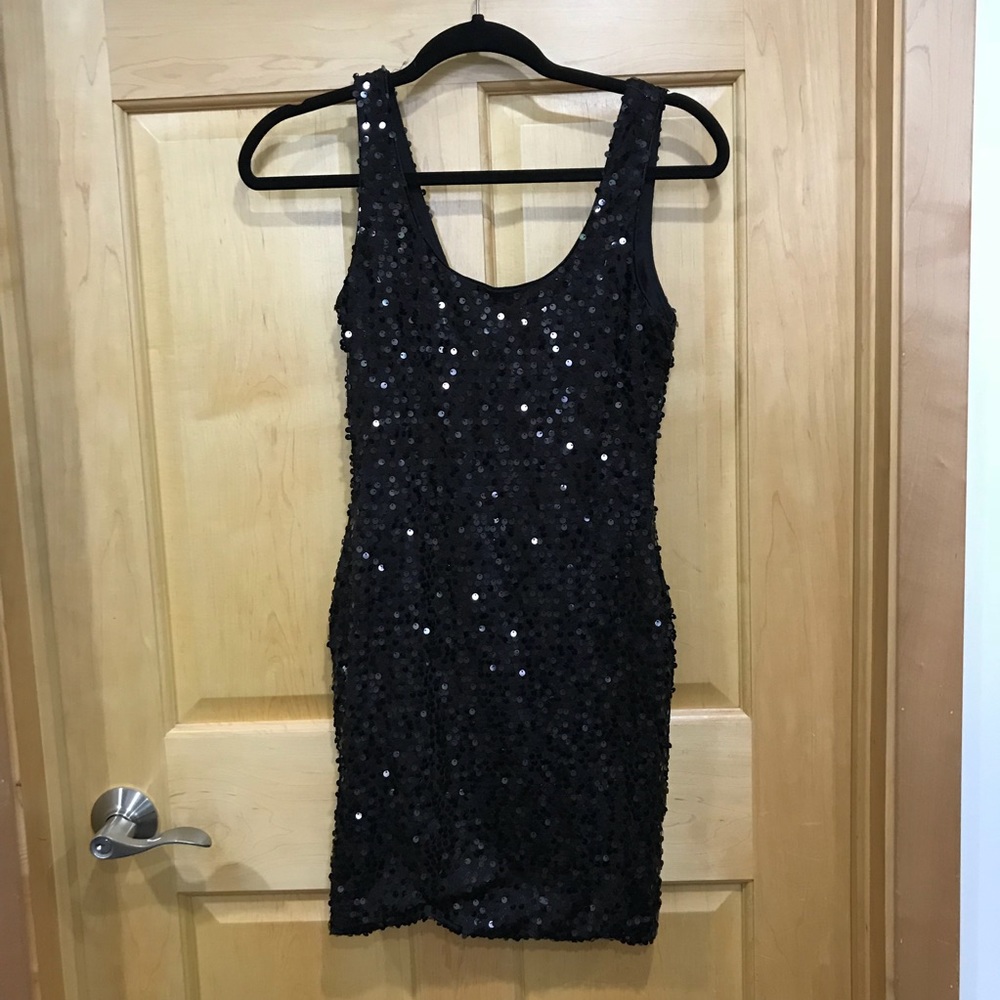 As  U Wish sequin dress black sleeveless sz S